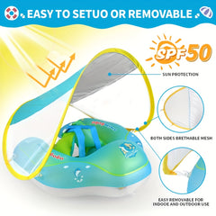 Baby Swimming Float with Sun Protection Canopy