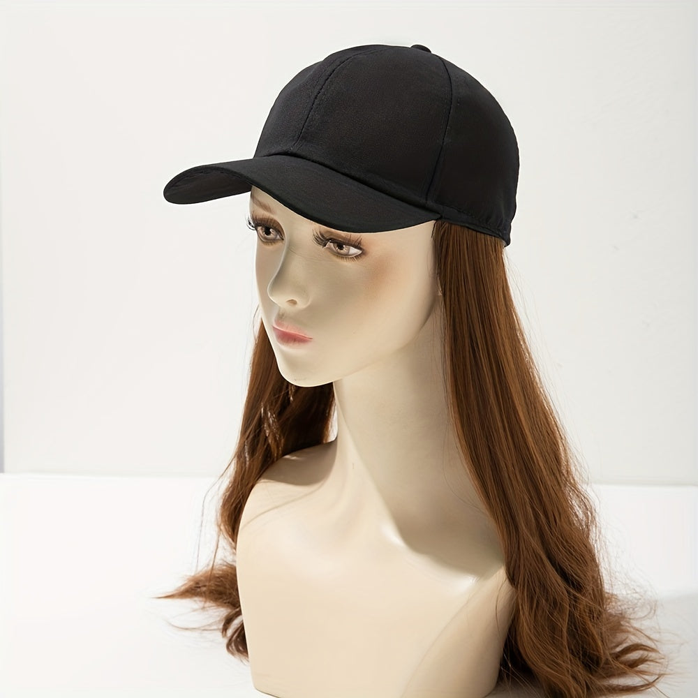 Long Curly Wavy Wig Hat Combo Synthetic Wig Heat Resistant for Daily Use