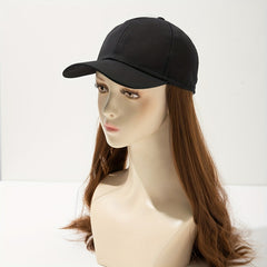 Long Curly Wavy Wig Hat Combo Synthetic Wig Heat Resistant for Daily Use