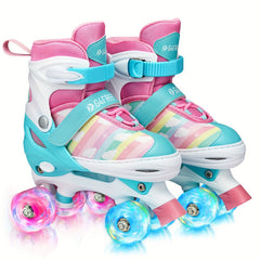 Kids Candy Roller Shoes with Buckle Four Wheeled Skate Sneakers