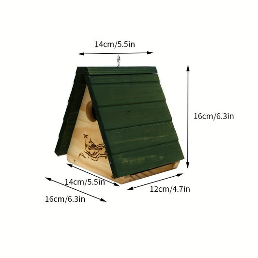 Wooden Bird Nest Small Bird House Triangle Pine Wood Bird Nest