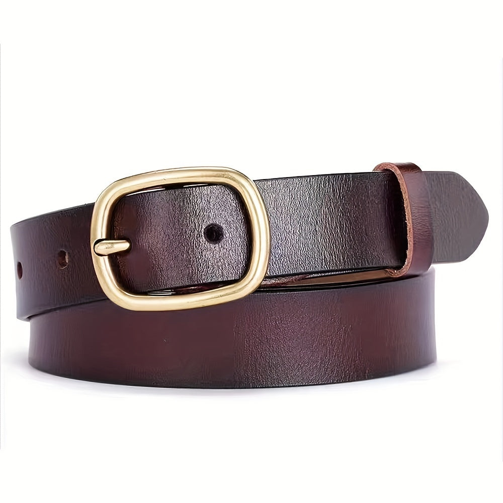  Leather Belt Copper Buckle Solid Belt Unisex Jeans Pants Belt