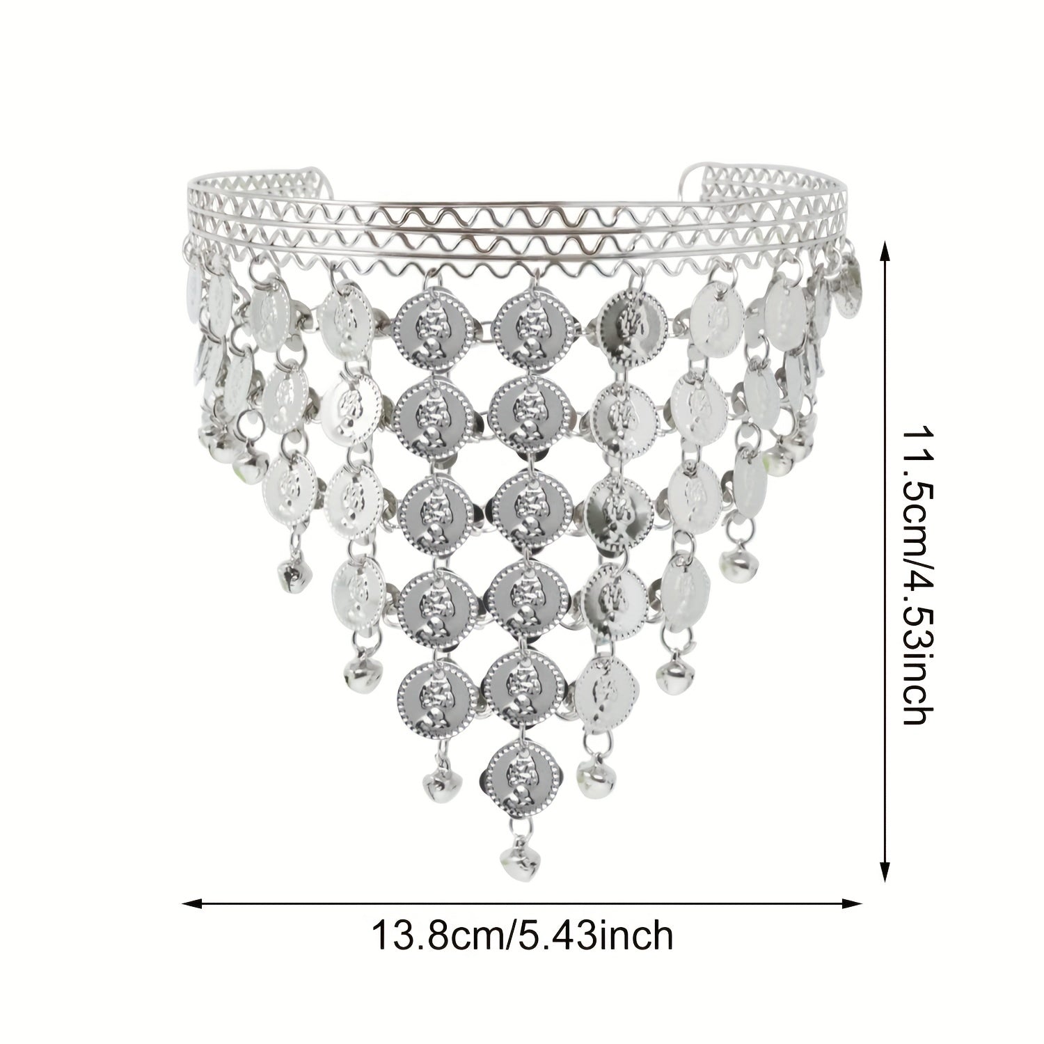 Golden Silvery Metal Chain Headband Wave Ethnic Greek Coin Belly Dance Headdress
