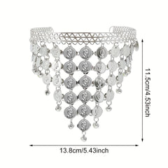 Golden Silvery Metal Chain Headband Wave Ethnic Greek Coin Belly Dance Headdress
