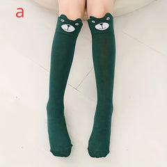 Cartoon Cat Print Knee High Stockings