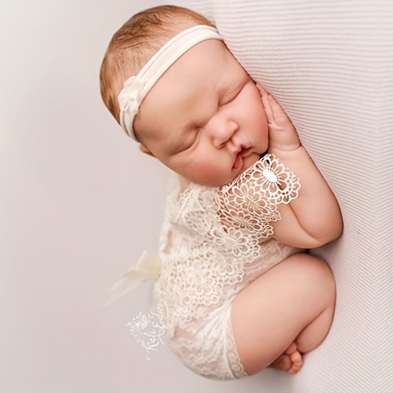 Newborn Lace Hollow Photography Suit Baby Skirt Baby Headband