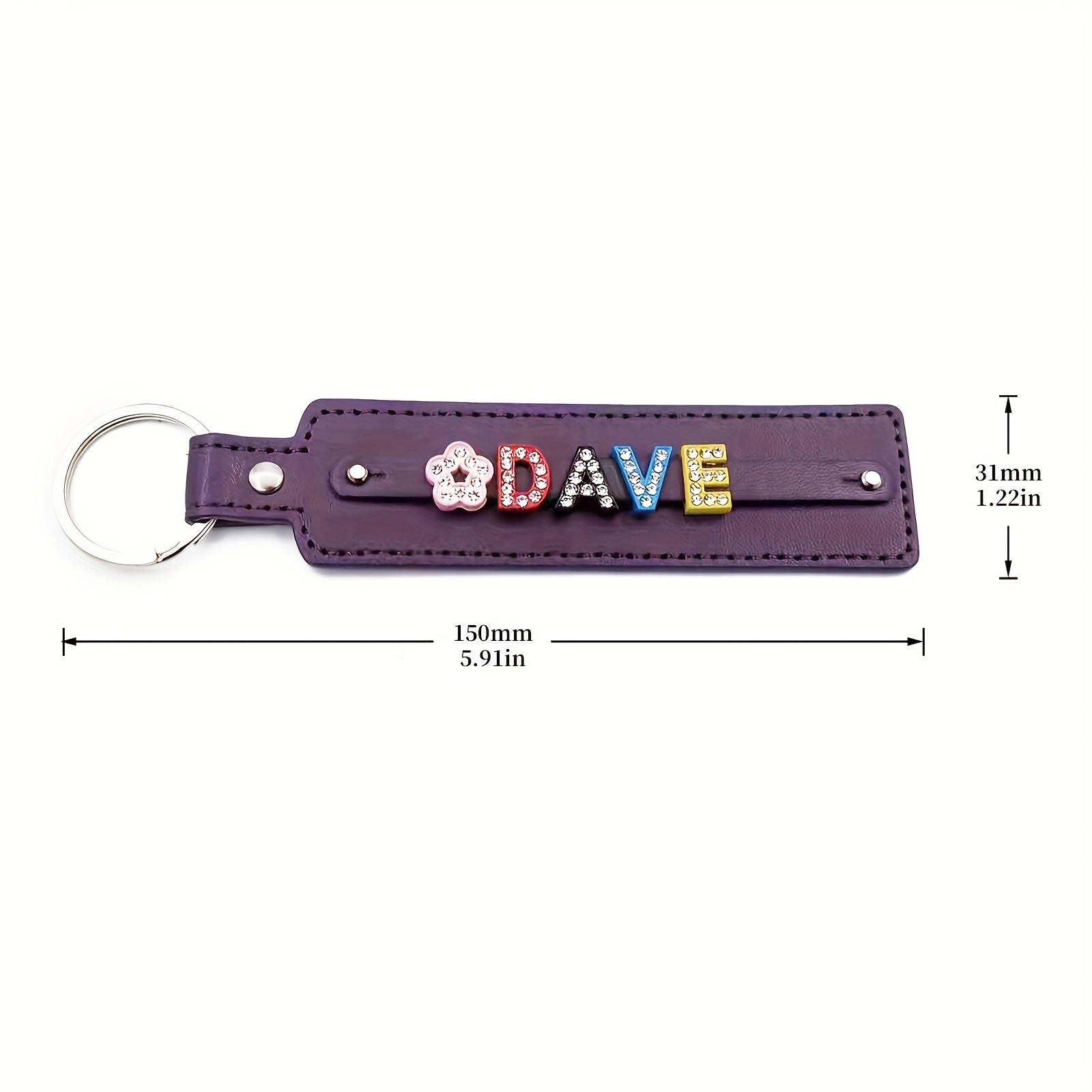 Custom Pet Memorial Keychain with Colorful Letters and Rhinestone String