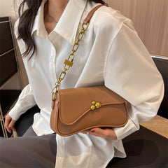 Metal Decor Crossbody Bag with Chain Shoulder Strap