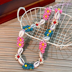 Boho Shell Flower Sash Belt Vintage Bowknot Waistband