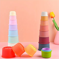 Rainbow Silicone Stacking Cups Educational Bath & Water Play Set