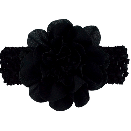 Chiffon Flower Knit Headband for Baby Girls