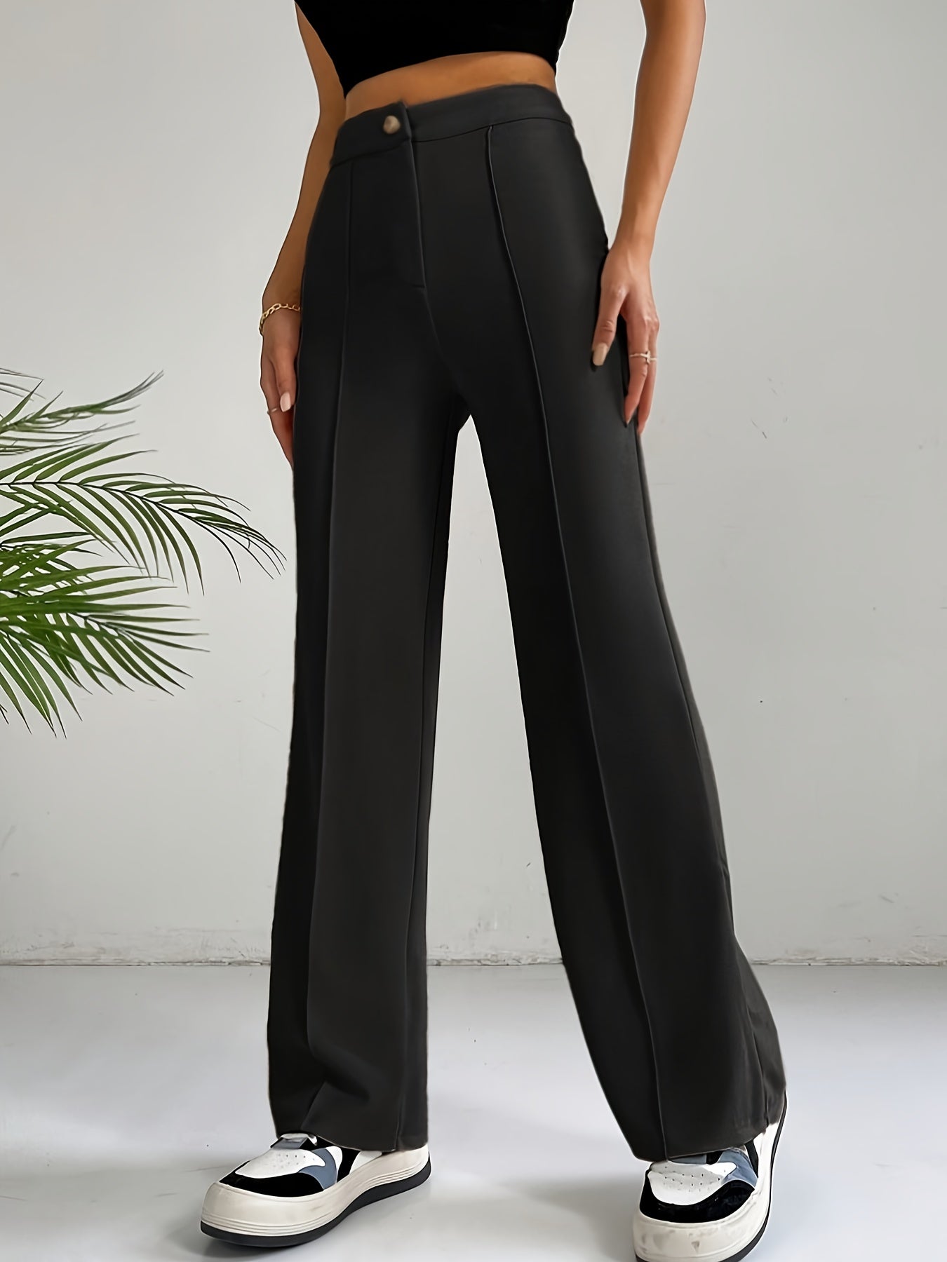  High Waist Straight Leg Trousers