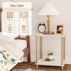 2 Layer Bedside Table with Side Table & Storage Space