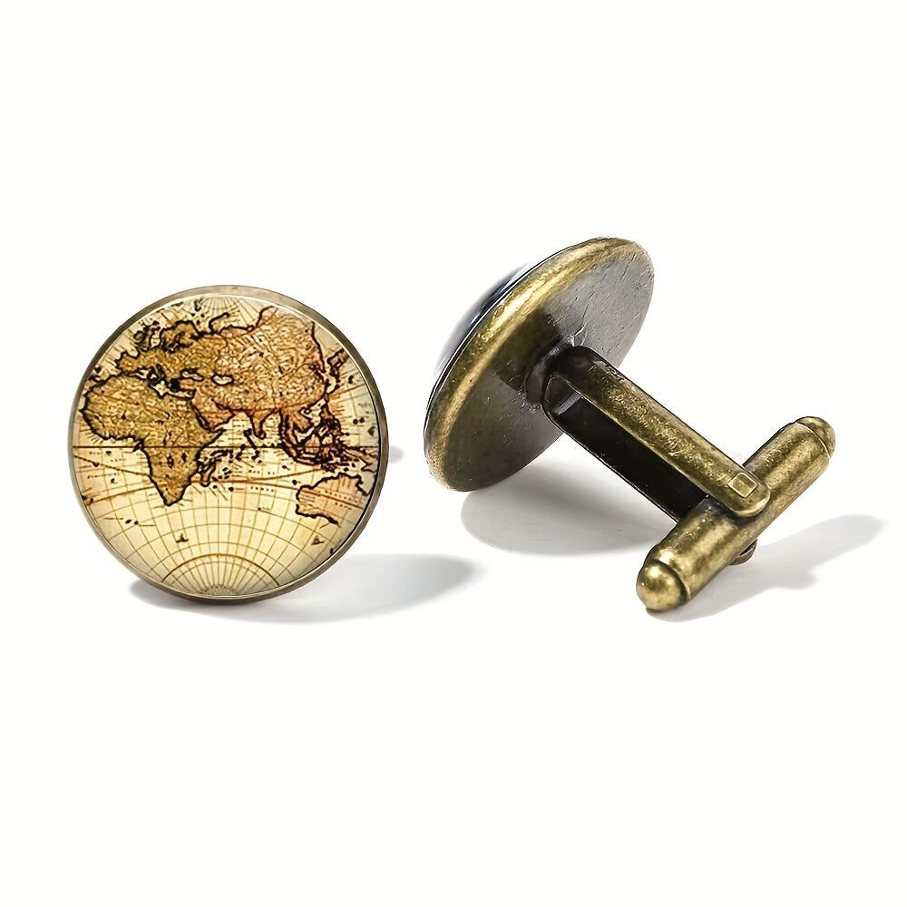 Crystal Glass Copper Cufflinks for Men