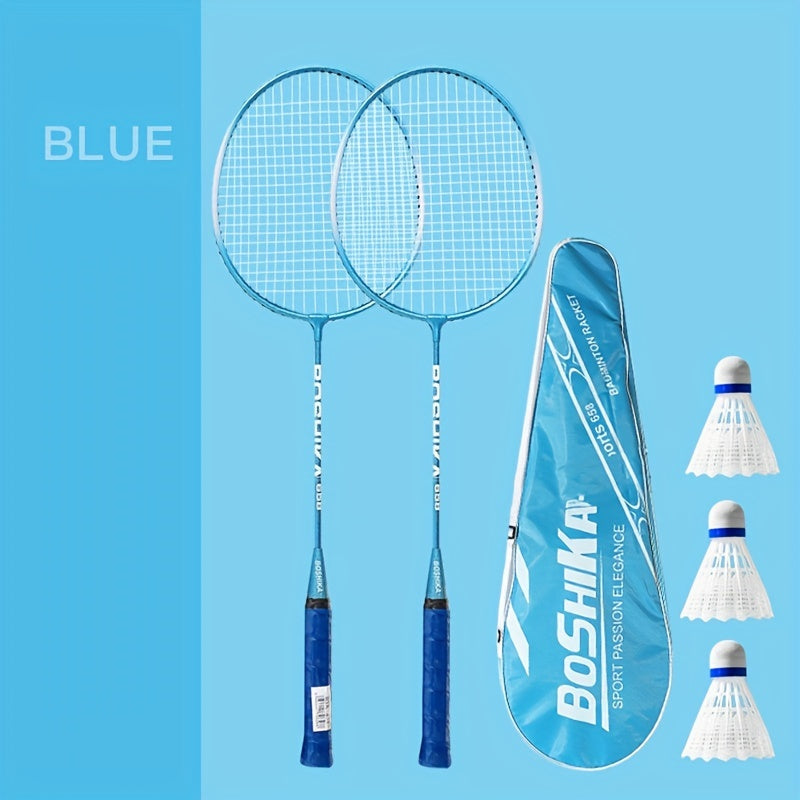 2pcs Badminton Rackets And 3pcs Badminton Ball Set Alloy Lightweight
