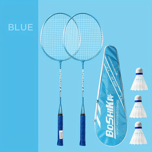 2pcs Badminton Rackets And 3pcs Badminton Ball Set Alloy Lightweight