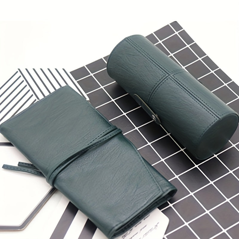 Dark Green Makeup Brush Holder Case Portable Travel Storage Basket