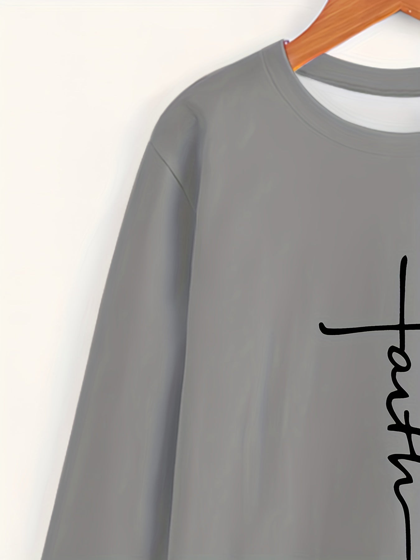 Faith Print Men's Long Sleeve Novelty T-shirt for Autumn