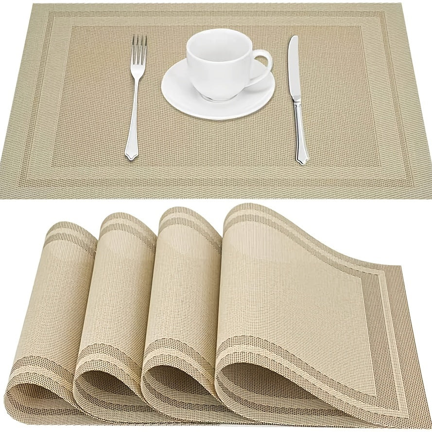Set of 4 Heat Resistant Placemats Washable PVC Table Mats