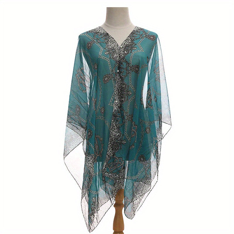 Letter Chain Stripe Shawl Lightweight Sunscreen Large Shawl