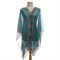 Letter Chain Stripe Shawl Lightweight Sunscreen Large Shawl