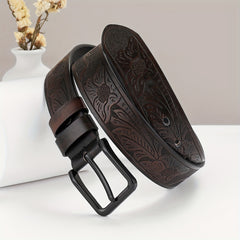 Embossed Leather Belt Casual Waistband For Men