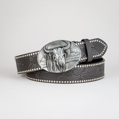Men's Bull Head Buckle Belt PU Leather Decorative Accessories