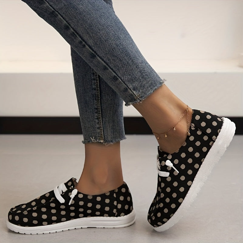 Women's Polka Dot Pattern Canvas Shoes Casual Lace Up Outdoor Shoes