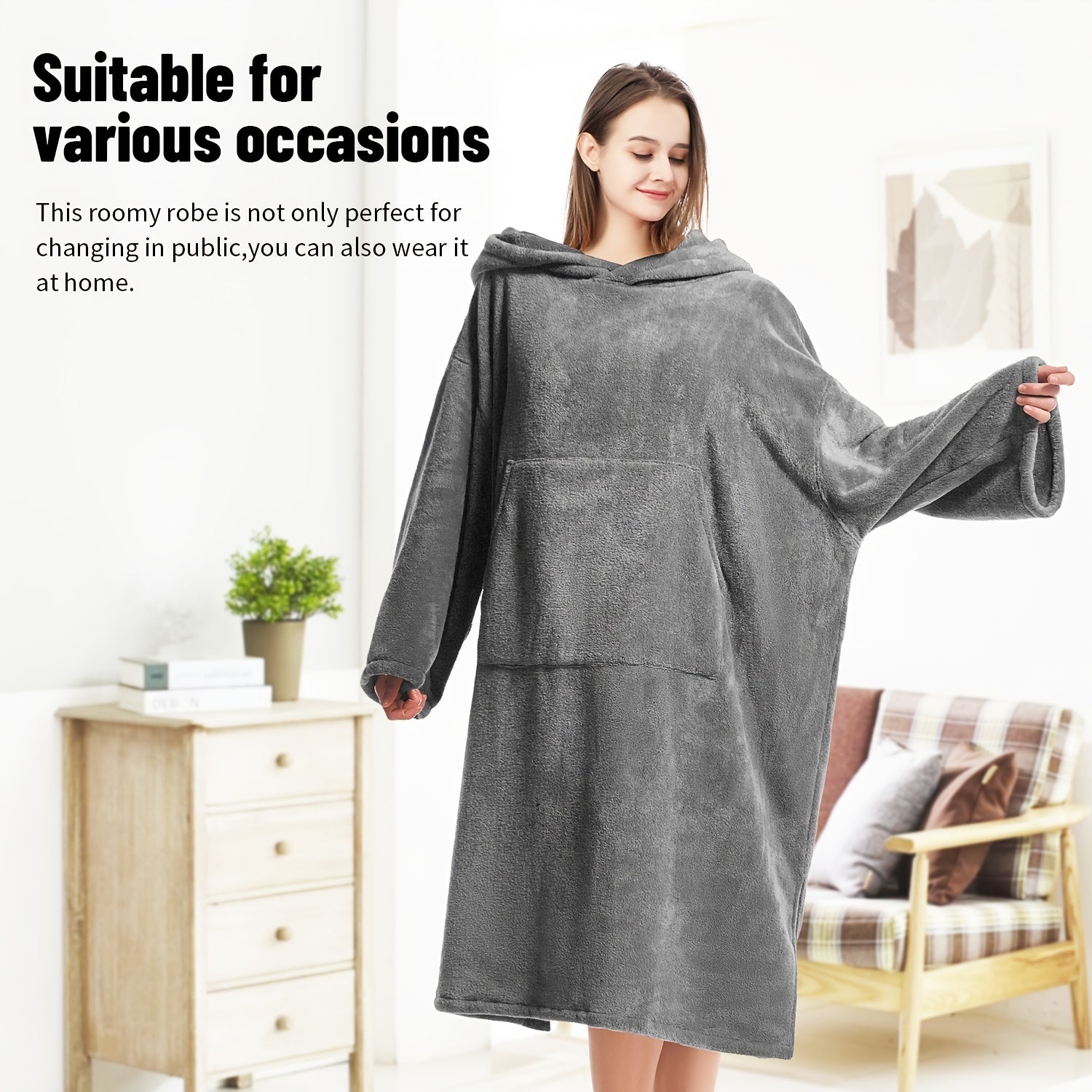Mutao Surf Poncho Changing Robe Unisex Hooded Bathrobe Soft Swimming Poncho