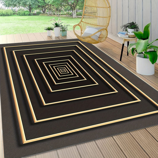 Waterproof Geometric Rug: Non Slip Indoor Outdoor Lightweight & Machine Washable