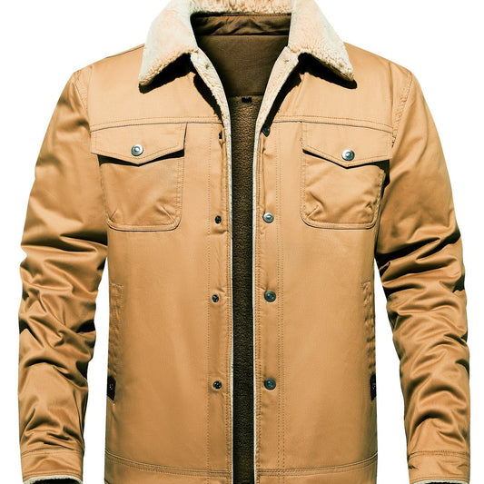Men's Sherpa Lining Winter Jacket Cotton Cargo Coat