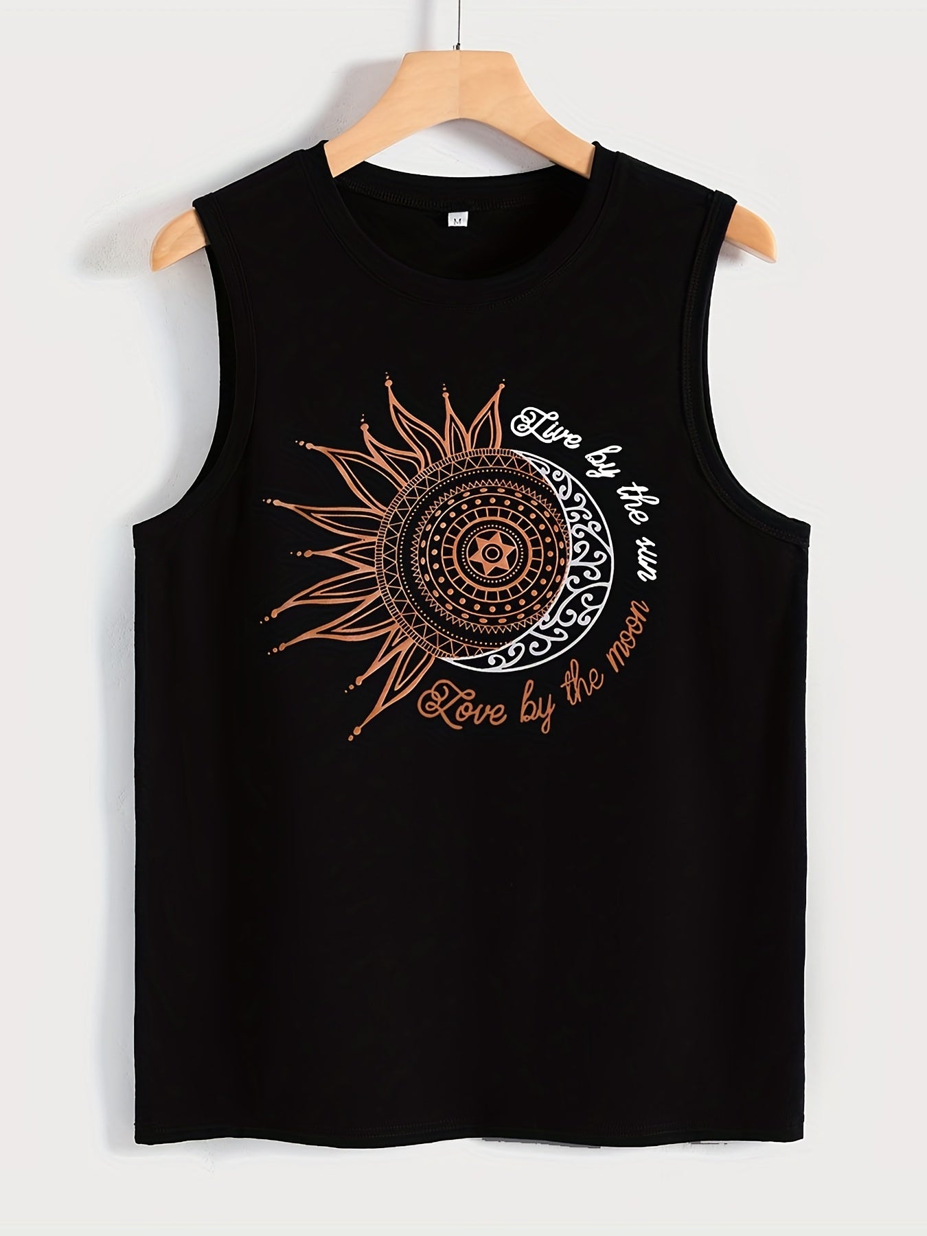 Moon & Sun Print Tank Top Sleeveless Summer Top Women's Clothing