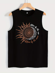 Moon & Sun Print Tank Top Sleeveless Summer Top Women's Clothing