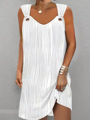  Casual Dress Women's Plus Solid Striped Grommet V Neck Tank Dress