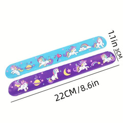 12pcs Unicorn Slap Bracelets Cartoon Pop Circle Kid Toys Bracelets Party Decor