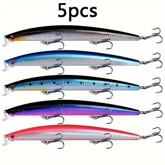 5pcs 24g Minnow Fishing Bait Hard Lure 3D Eyes Strong Hooks Sea Fishing