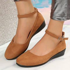 Women's Wedge Ankle Strap Shoes Soft Sole Low Heels