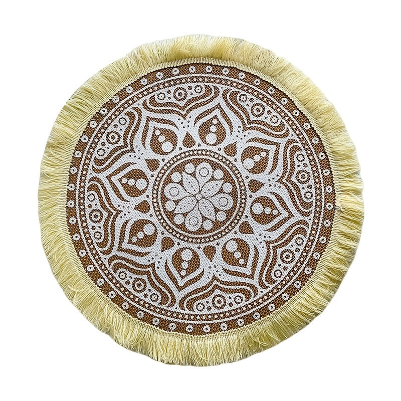 Heat Insulated Linen Coaster Jute Decorative Mat for Home Kitchen Tabletop