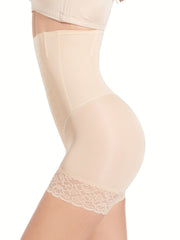 High Waist Lace Panel Control Boyshort Panties
