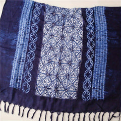 Tie Dyed Tassel Scarf Vintage Print Shawl Boho Windproof Head Wrap