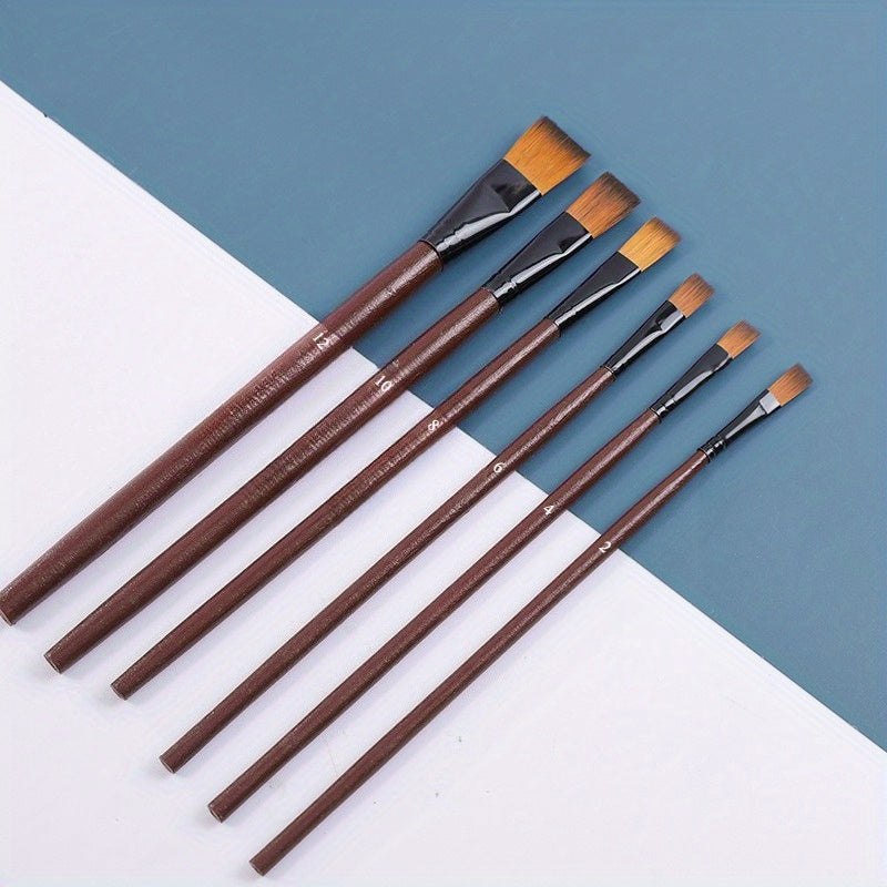 Acrylic Flat Head Brush Set for Watercolor Art Brown Beige Light Brown