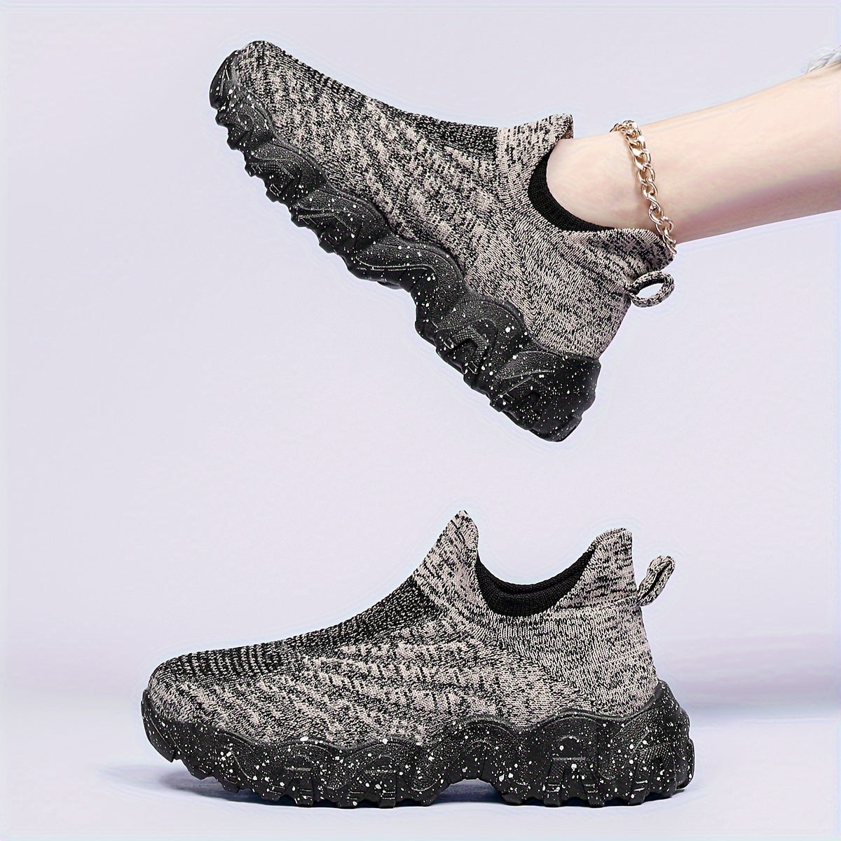 Grey Mesh Road Running Shoes Women Lightweight Sport Shoes