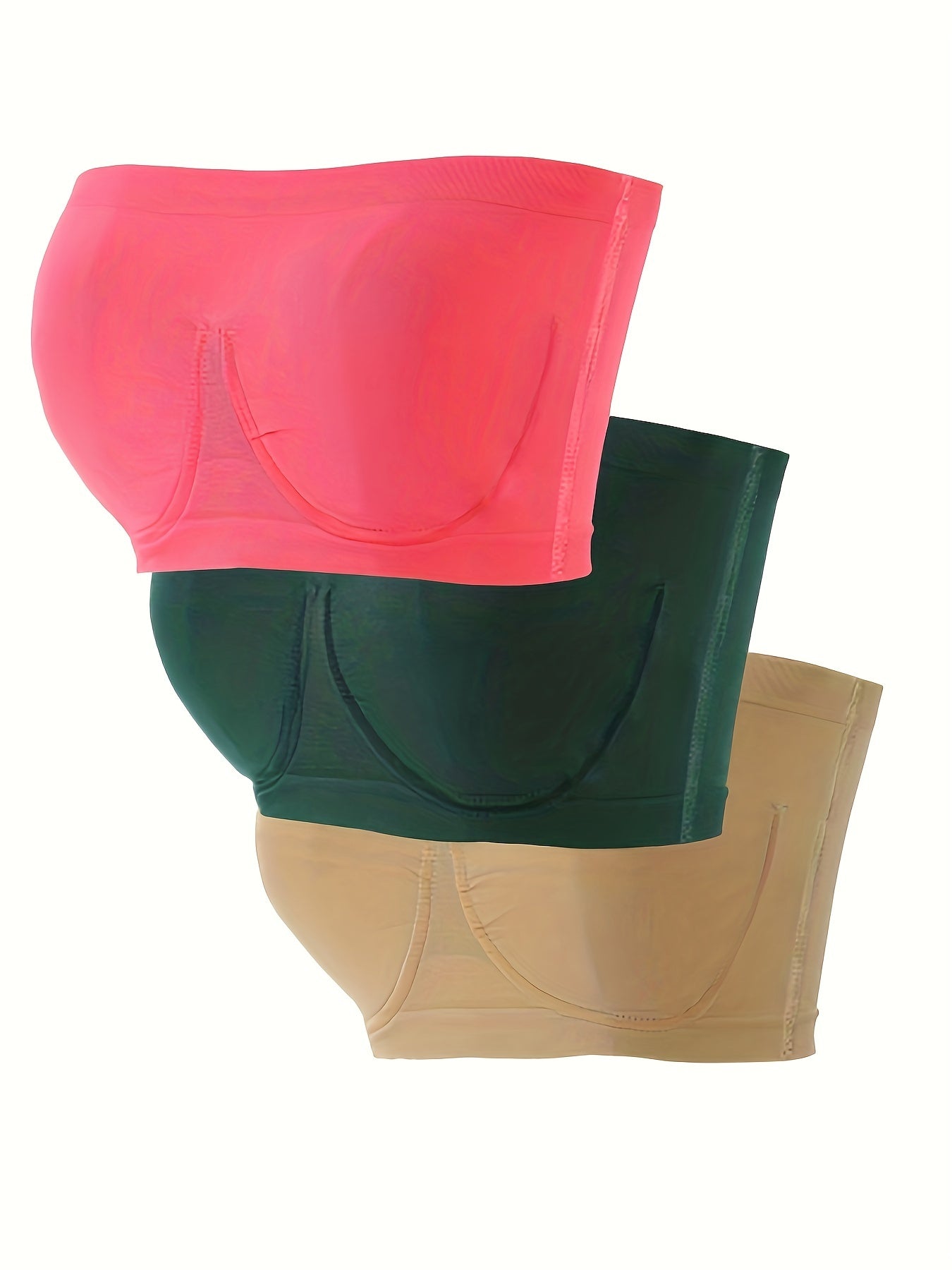 3 Pack Plus Size Tube Bra Set Seamless Bandeau Three Piece Set