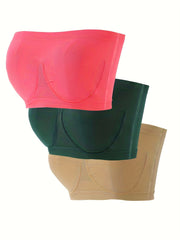 3 Pack Plus Size Tube Bra Set Seamless Bandeau Three Piece Set