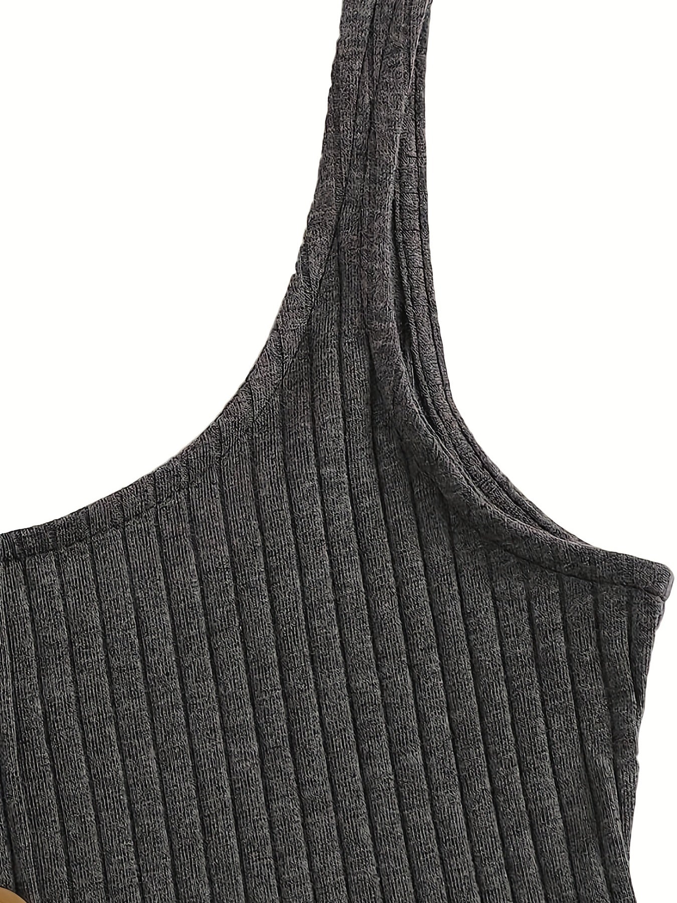 Ribbed Button Tank Top Crew Neck Sleeveless
