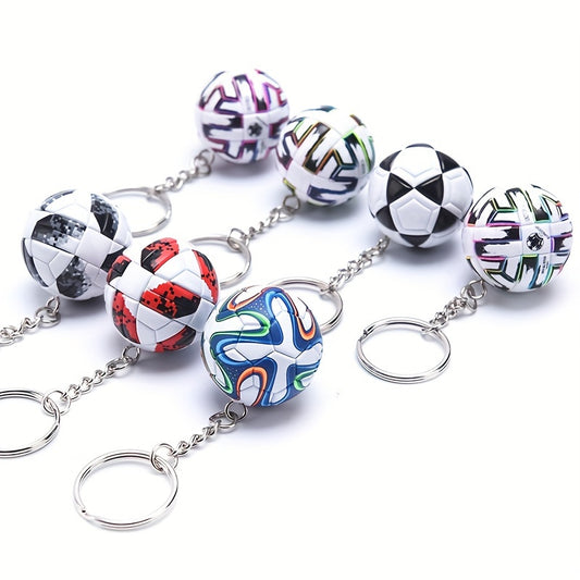 3D Soccer Ball PU Leather Keychain Cartoon Football Keyring Pendant