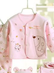 Cute Baby Girl 5pc Outfit Set Cartoon Top Pants Hat Bib