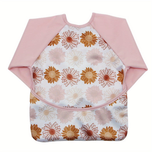 Waterproof Flower Print Baby Feeding Bibs - Reusable & Washable