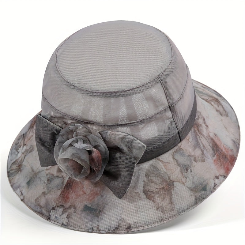 Vintage Flower Bucket Hat Sun Hat Lightweight Breathable Sunscreen Mesh Sun Hats