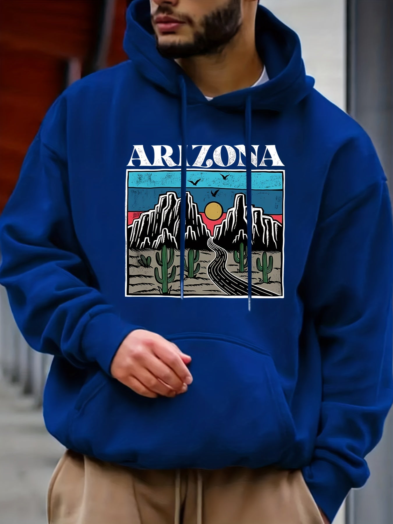 'Arizona' Print Hoodie Men's Casual Pullover Hooded Sweatshirt